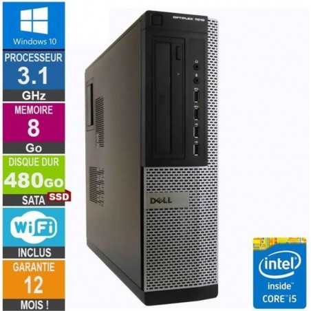 PC Dell Optiplex 7010 DT Core i5-2400 3.10GHz 8Go-480Go SSD Wifi W10