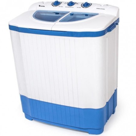 TECTAKE Mini machine à laver et à essorer jusquà 4,5 kg - Lave-linge Compact Bleu - Blanc