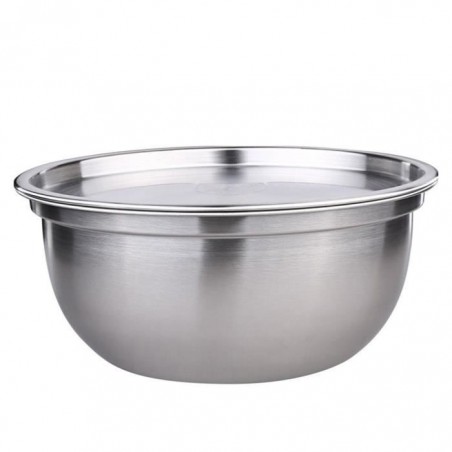 Pot d'acier inoxydable profonde et couverte-taille M 21 * 9,5 cm -vaisselle d'Åuf et de nouilles de cuisine de couvercle