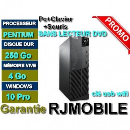 Ordinateur bureau MODEL lenovo M83-processeur Intel pentium G3430 3,3ghz mémoire vive 4Go DDR3 -Disque Due 250Go SATA