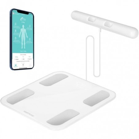 Balance Connectée Pse Personne Impédancemtre Digitale avec 8 Electrodes, Composition Corporelle Complte avec 18 Données de Base