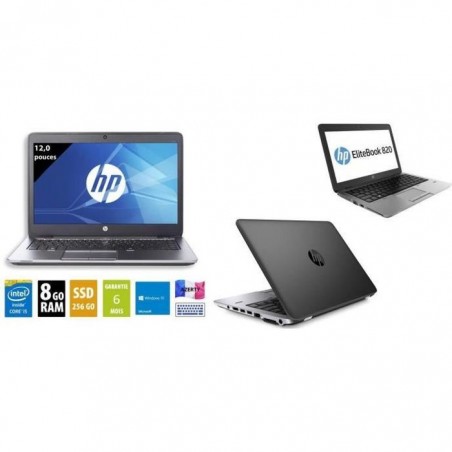 PC PORTABLE Hp EliteBook 820 G2 12 Core i5-5300U 2,3 GHz - SSD 256 Go - 8 Go AZERTY - Français WINDOWS 10 Pro