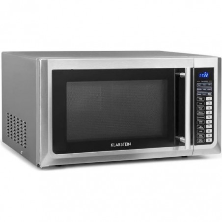 Klarstein Brilliance Pro Four micro-ondes 43 litres 1000W - Grill à chaleur tournante 1250W - Plaque de cuisson Ø 31,5cm - Inox