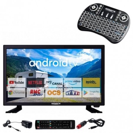 Pack ANTARION TV LED 24 60cm Téléviseur HD Connecté 12V + Clavier Ergonomique