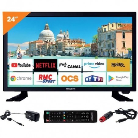 ANTARION TV LED 24 60cm Téléviseur SMART CONNECT Androïd 9.0 12V