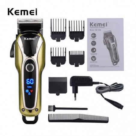 4Pcs Kemei Tondeuse à cheveux rechargeable Rasoir professionnel pour tondeuse à cheveux