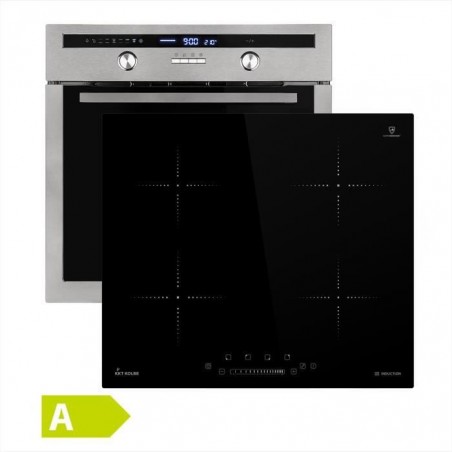 Four électrique encastrable 60cm + Plaques de cuisson induction 59cm (air chaud, grillage-rtissage, broche, sonde de