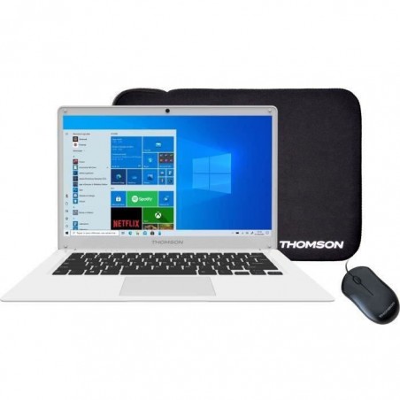 PC Portable - THOMSON T14C4WH64MS - 14,1 HD - Intel Celeron - 4 Go - Stockage 64 Go SSD - W10 S - AZERTY + Sacoche et Souris