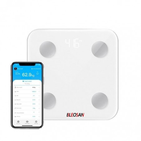 BLEOSAN Pèse Personnes Impédancemètre, Balance Pèse-Personne Bluetooth, Ecran LED Grand