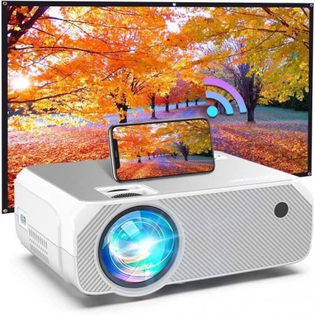 Full HD 1080P Native Videoprojecteur WiFi, Supporté 6000 Wireless Screen Mirroring Projecteur, Native 720P Retroprojecteur HDMI