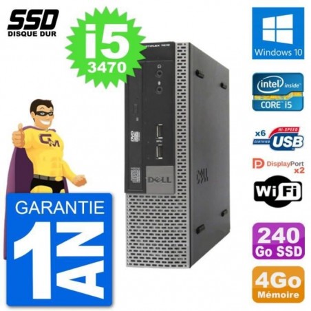Ultra Mini PC Dell Optiplex 7010 USFF i5-3470 RAM 4Go SSD 240Go Windows 10 Wifi