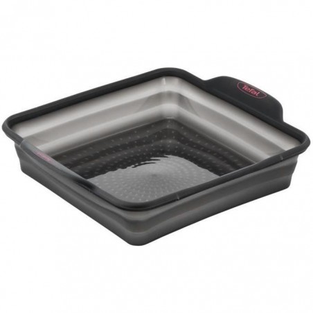 TEFAL J4170314 CRISPYBAKE Moule à cake carré 23x23 cm - 100 % Silicone rétractable - Haute qualité - Résistance - Gris Java