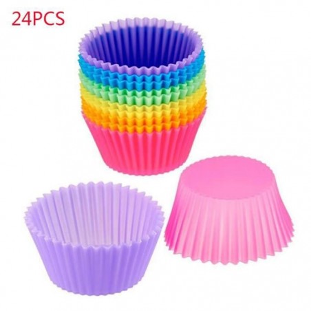 Lot de 24 Moule En Silicone Pour Muffins, Cupcake, Gâteau Rond Et Gelée - tour