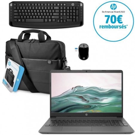 PC portable - HP 15-dw1066nf - 15,6 HD - Core i3-10110U - RAM 4Go - Stockage 128Go SSD - Windows 10 + Clavier et souris +