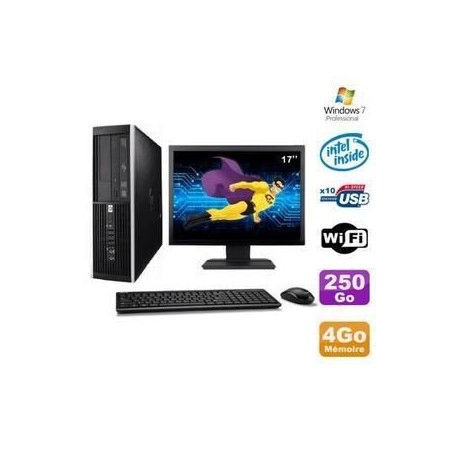 PC complet HP Elite 6000 Pro SFF E5400 2.7Ghz démarrage SSD 120 Go + HDD 500 Go RAM 4 go Clavier Souris écran 19 pouces