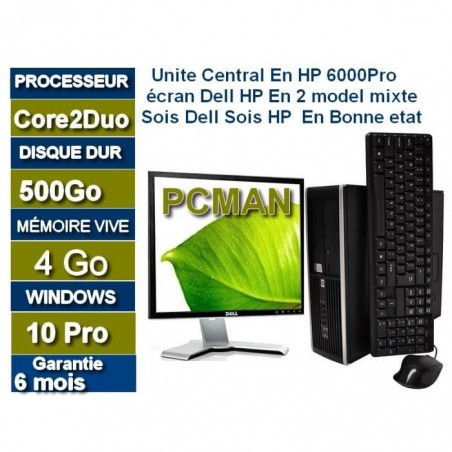 Pc Unité Central En HP 6000Pro écran en 17 pouces écran Dell HP En 2 modèle mixte Sois Dell Sois HP En Bonne état