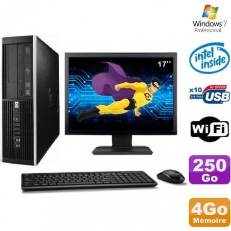 PC complet HP Elite 6000 Pro SFF E5400 2.7Ghz 160 Go 4 go Wifi clavier souris écran 17 pouces windows7