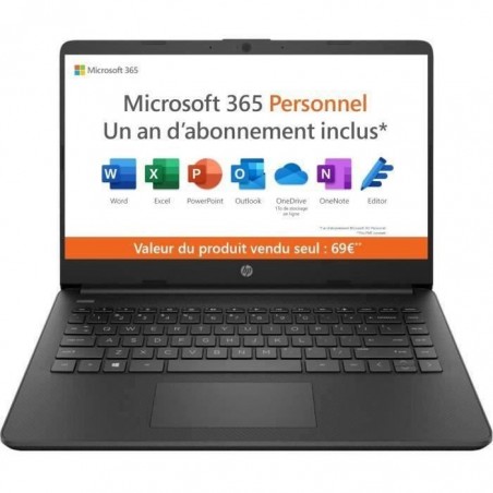 PC Portable - HP 14s-dq0045nf - 14 HD - Intel Celeron - 4 Go - Stockage 64 Go - Windows 10 - Office 365 Licence 1 an - AZERTY