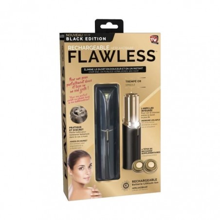 FLAWLESS - Epilateur Visage - USB Rechargeable - 2 Tetes de Remplacement - élimine le duvet en douceur en un instant - Noir