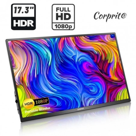 Corprit®Ecran Portable 17.3IPS 1080P Full HD Moniteur Portable avec Double haut-parleur Ecran PC pour jeu Type-C-HDMI-USB-A