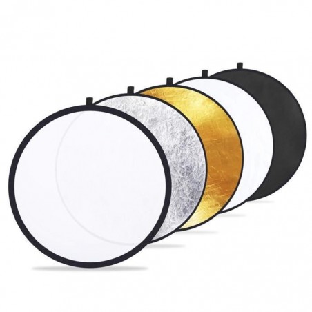 110CM Réflecteur de lumière portable 5 en 1 argent, or, blanc et noir pour la photographie Studio éclairage et éclairage