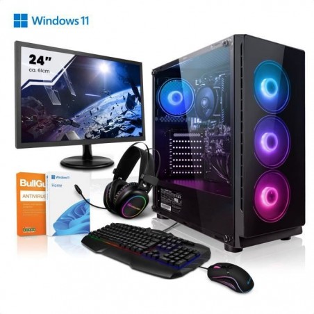 Megaport Gaming PC Set AMD Ryzen 7 5700G AMD Vega 8 Ecran+Clavier+Souris 16Go DDR4 1To M.2 SSD Windows 11 1506-FR