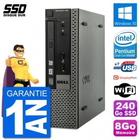 Ultra Mini PC Dell Optiplex 790 USFF G640 RAM 8Go SSD 240Go Windows 10 Wifi