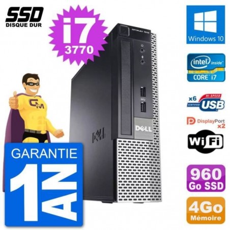Ultra Mini PC Dell Optiplex 7010 USFF i7-3770 RAM 4Go SSD 960Go Windows 10 Wifi