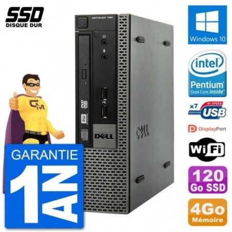 Ultra Mini PC Dell Optiplex 790 USFF G640 RAM 4Go SSD 120Go Windows 10 Wifi