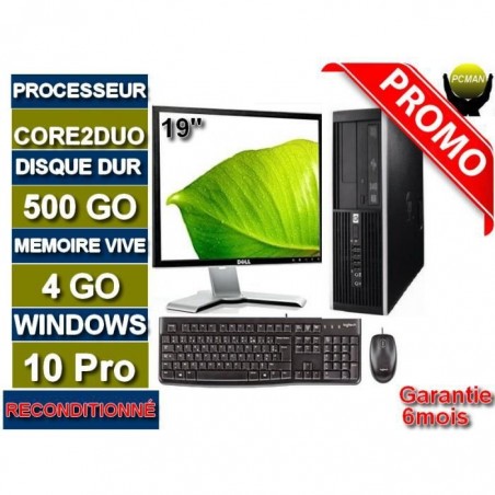 Ordinateur de Bureau complet core2duo 500 Go HDD 4 Go Ram Win10 écran 19 Pouce EN VRAC