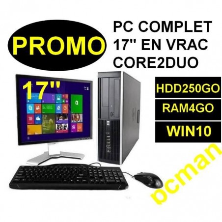 Ordinateur de Bureau complet avec clavier souris écran 17 démarrage - 250 Go HDD - 4 Go RAM - Windows 10 pro