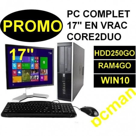 Ordinateur de Bureau complet avec clavier souris écran 17 démarrage - 250 Go HDD - 4 Go RAM - Windows 10 pro