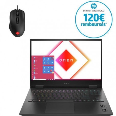 PC Portable Gamer HP OMEN 15-en1002nf - 15 FHD - Ryzen 9 - RAM 16 Go - Stockage 1 TB - RTX 3070 - Windows 10 + Souris filaire