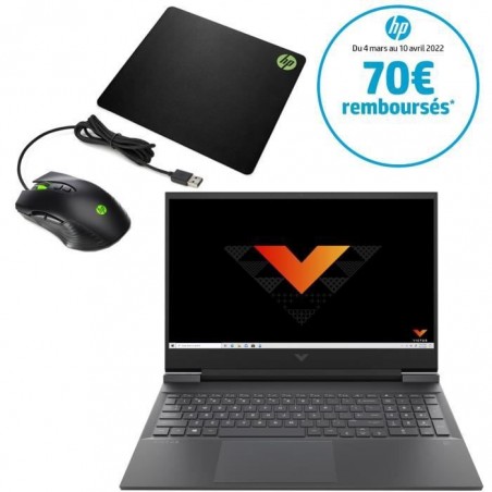 PC Portable Gamer HP VICTUS 16-d0195nf - 16,1 FHD - Core i5 - RAM 8 Go - 512 Go SSD - RTX 3050 - W10 + Pack Gaming Souris +