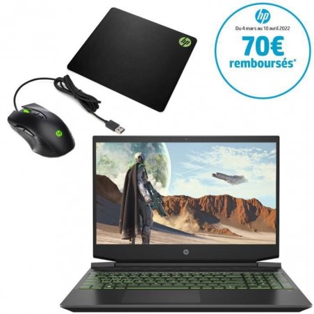 PC Portable Gamer HP Pavilion Gaming 15-ec1018nf - 15 FHD - Ryzen 5 - 8 Go - 512 Go - GTX 1650Ti - W10 + Pack Gaming Souris +