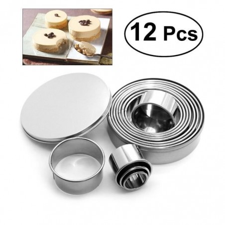 GWHOLE Lot de 12 Emporte-pièces Rond 3-12cm en Acier Inoxydable pour Biscuits, Fondant, Donuts, Pâte, Muffins,gâteaux