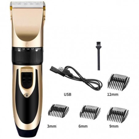 Tondeuse Multi-Usages Hommes Électrique Tondeuse Tondeuse Barbe Rasoir 110-240V Coupe Cheveux Lame En Céramique Rechargeable, Or