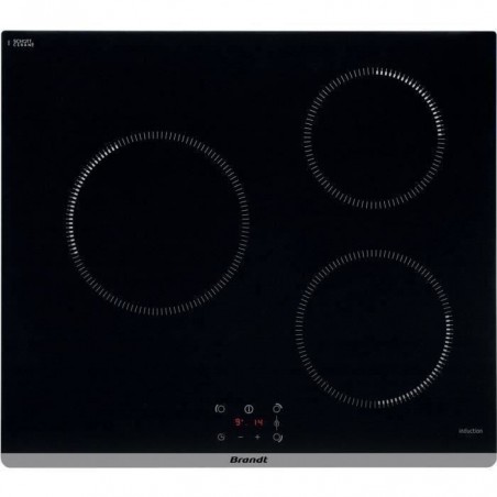 SHOT CASE - BRANDT TI360B - Table de cuisson induction - 3 foyers - 2400W - 59x52cm - Vitrocéramique - Noir