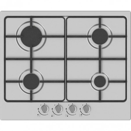 HUDSON HTG 640 I Plaque de cuisson gaz - 4 foyers - L 60 cm - Revêtement email - Inox