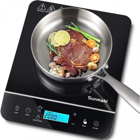 Plaque à Induction Sunmaki, Plaquede cuisson à induction avec LCD,10 réglages de température, puissance 10 pour la cuisson,