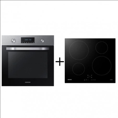 SAMSUNG NV68R3375BS Four dual Fan - Pyrolyse - 68L - A + SAMSUNG NZ64M3NM1BB-UR - Plaque de cuisson induction - Pack encastrable