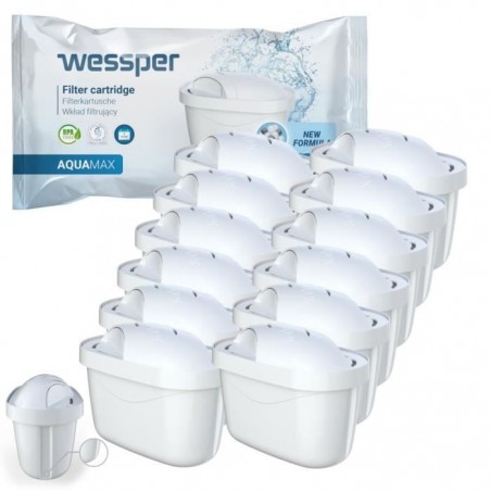 12x WESSPER® Cartouches filtrantes compatible avec Brita Maxtra+, Brita MAXTRA, Dafi UNIMAX, Aquaphor MAXFOR - Pack 12