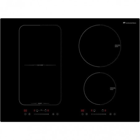 CONTINENTAL EDISON - Table de cuisson induction 4 zones dont une zone modulable, 7200W, 4 boosters, 4 minuteurs, largeur