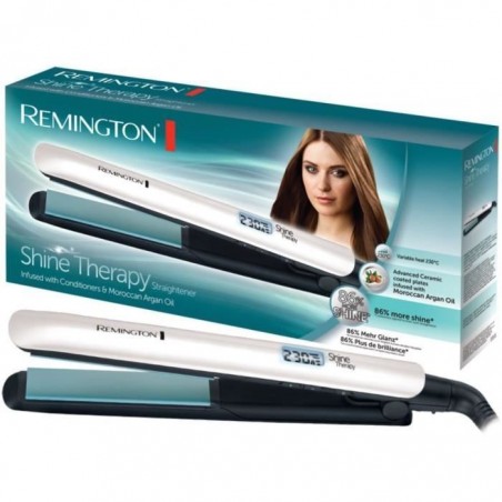 Remington S8500 Fer à Lisser Lisseur Plaques Souples 110mm Shine Therapy Advanced Ceramic Soin Huile Argan