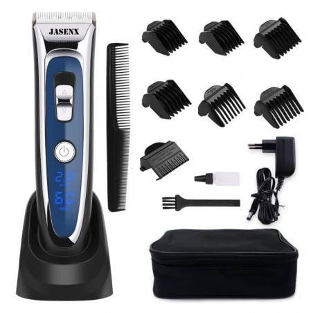 Tondeuse Cheveux Professionnelle Tondeuse Barbe Electrique avec Ecran LCD Sans Fil Rechargeable avec 7 Sabots pour Enfants