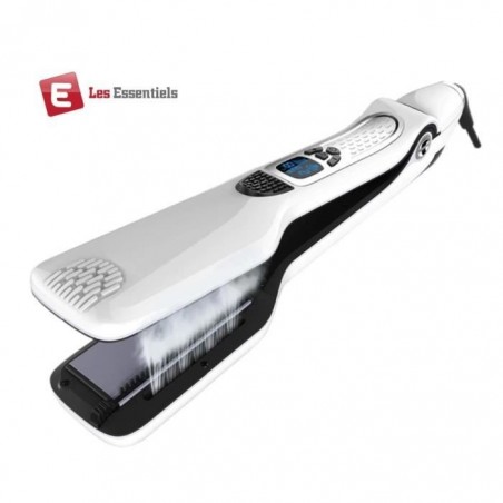 ESS® Lisseur vapeur SteamLiss Pro WhiteLuxe - Lisseur de salon professionnel - Plaques double technologie - Lissage longue durée