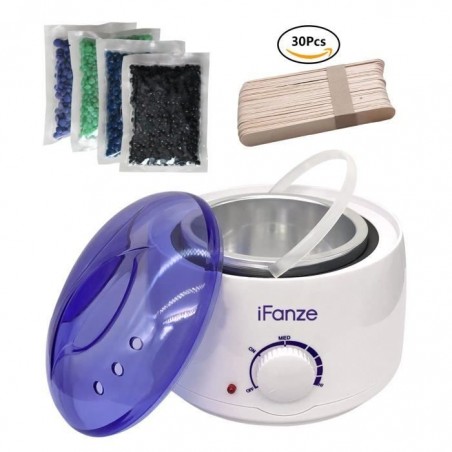 Chauffe cire avec 400g Epilation Cire Perles pour pilatoire, Cire Chaude, kit Complet dEpilation à La Cire, Wax Warmer