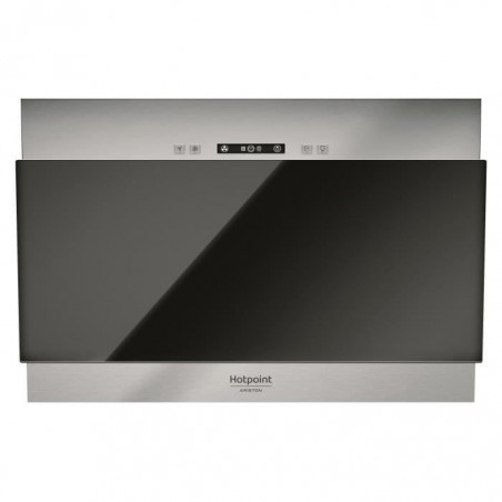 HOTPOINT HHVP6.4FLLK Hotte décorative - 384 m3 air - h max - 63 dB max - 3 vitesses - L 60 cm - Inox + verre noir