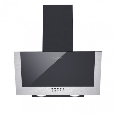 CIARRA Hotte Murale Inclinée - 60cm - 380m³-h -3 Vitesses - Evacuation & Recyclage - LED Eclairage - Verre & Inox - Noir