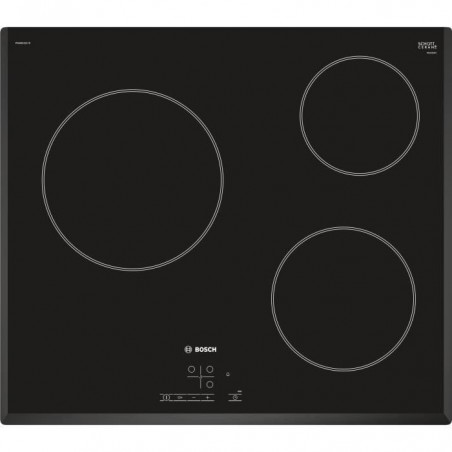 BOSCH - PKM651B17E - Table vitrocéramique bords biseautés - 5700W - 3 foyers - L59,2 x P52,2cm - Noir